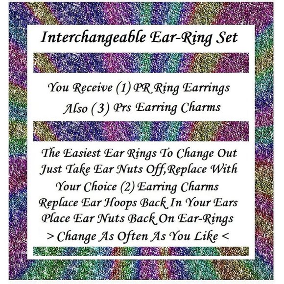 3/$12  Crystal Rhinestone Interchangeable Charm Earrings-3 Pairs in Set - Picture 8 of 8